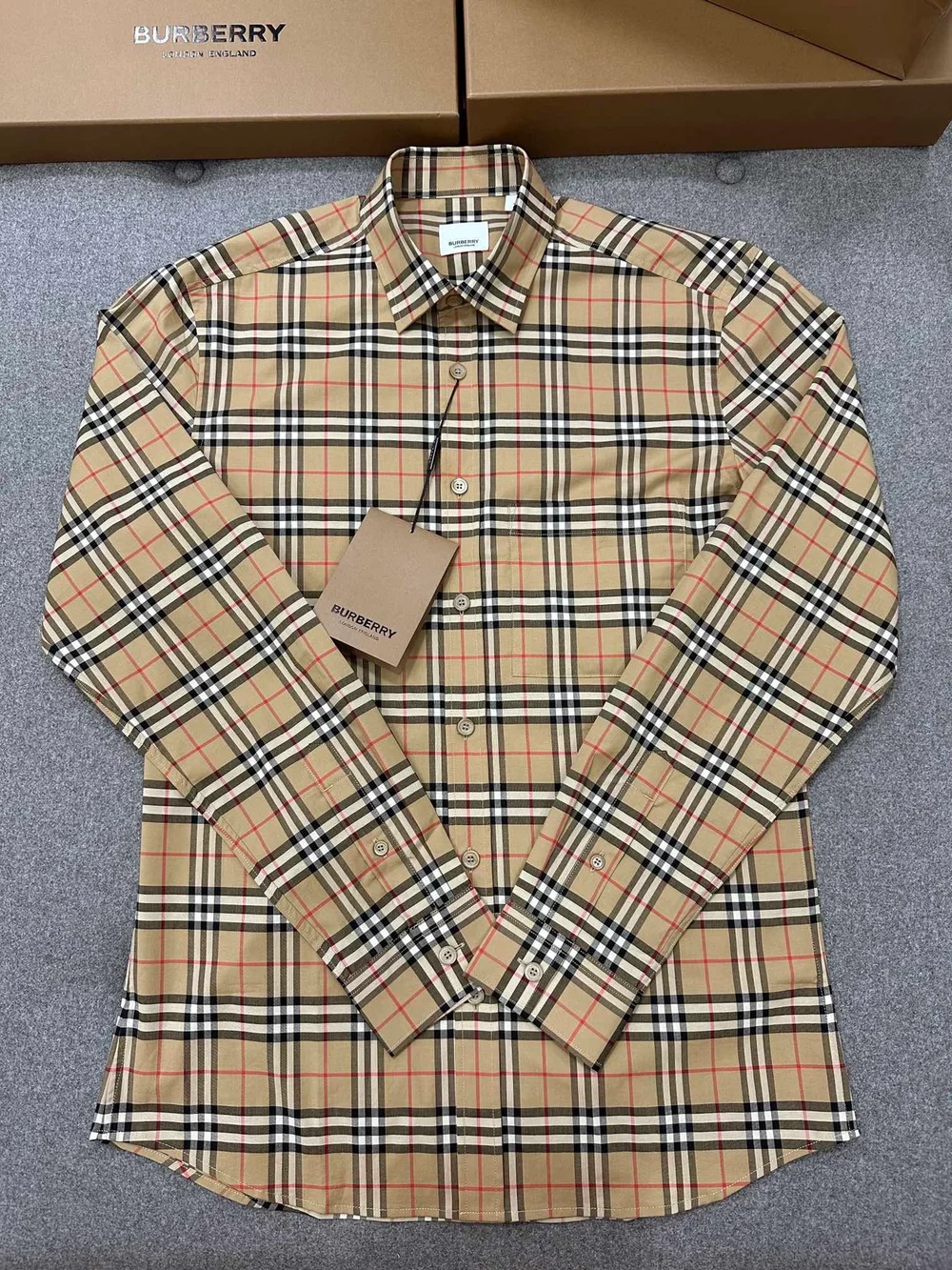 버버리 체크 코튼 포플린 셔츠