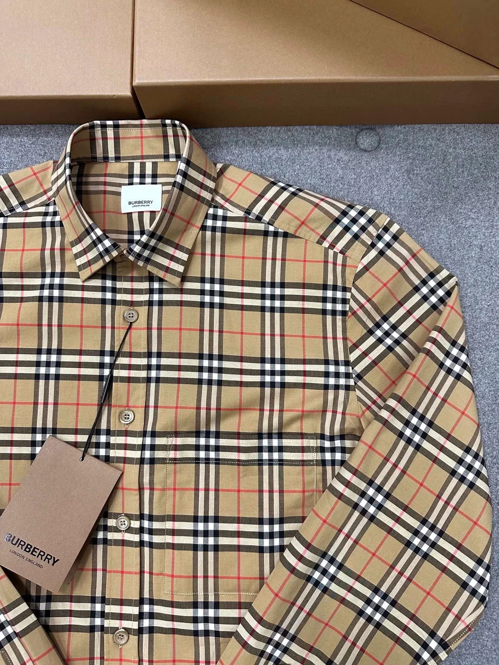 버버리 체크 코튼 포플린 셔츠