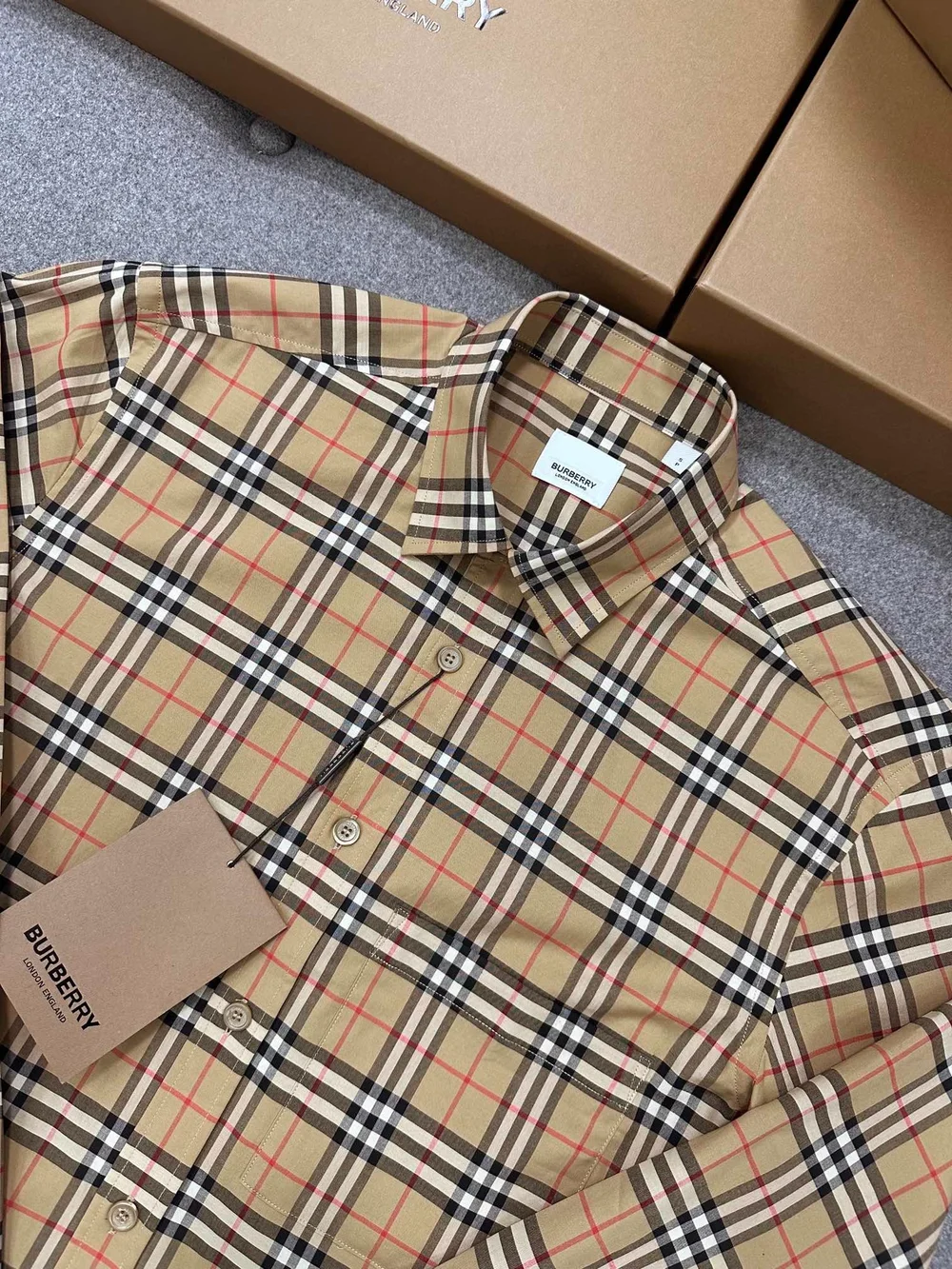 버버리 체크 코튼 포플린 셔츠