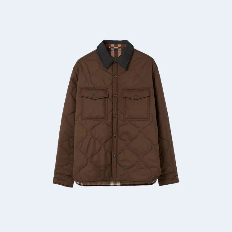버버리 체크 퀄팅 리버시블 오버셔츠