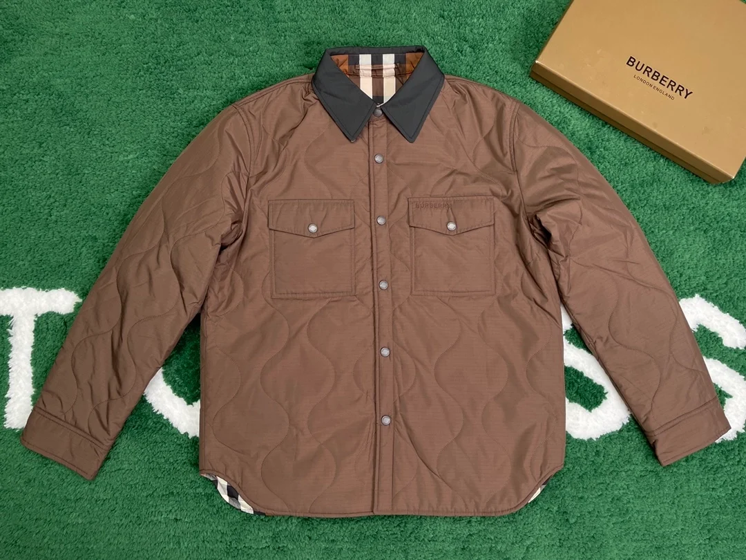 버버리 체크 퀄팅 리버시블 오버셔츠