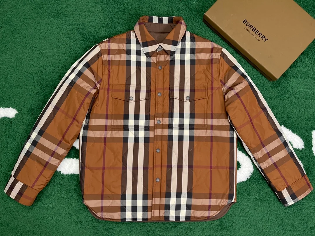 버버리 체크 퀄팅 리버시블 오버셔츠