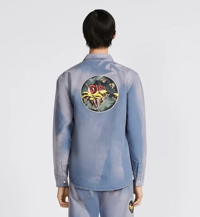 디올 블루 코튼 데님 셔츠