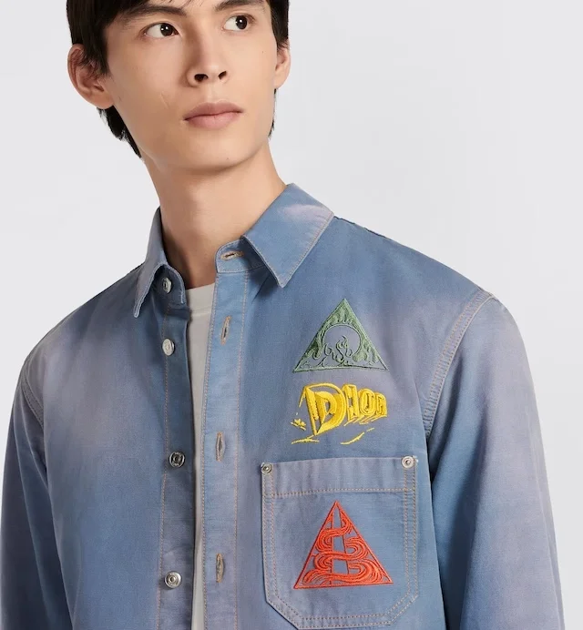 디올 블루 코튼 데님 셔츠