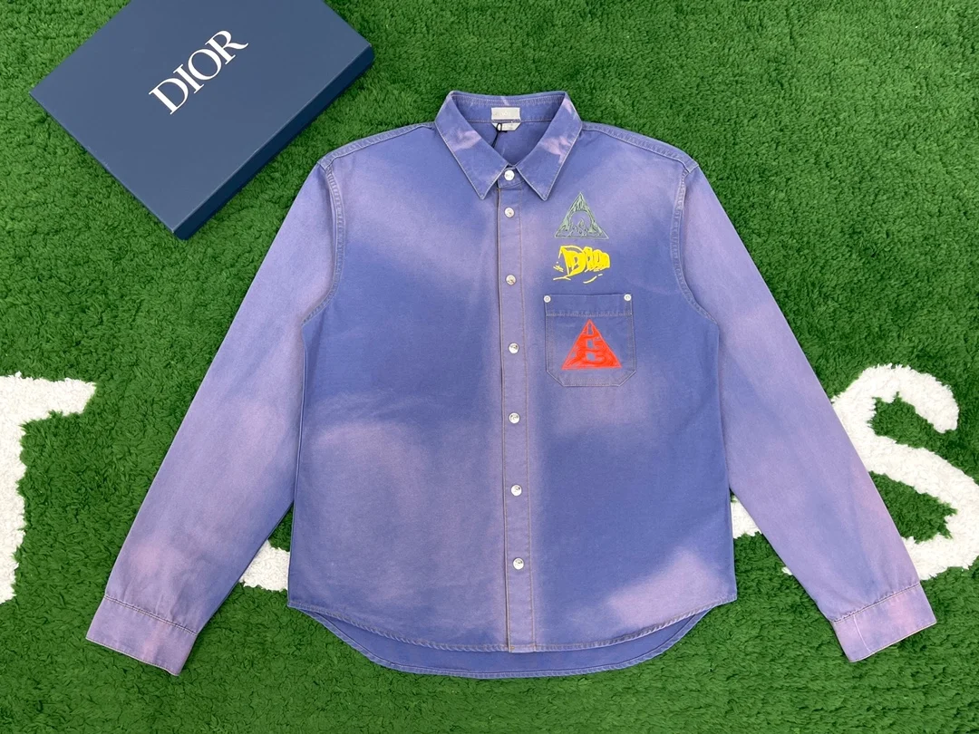 디올 블루 코튼 데님 셔츠