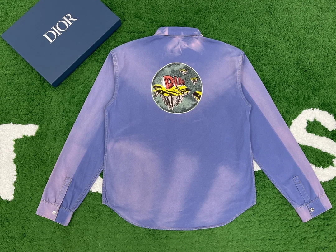 디올 블루 코튼 데님 셔츠