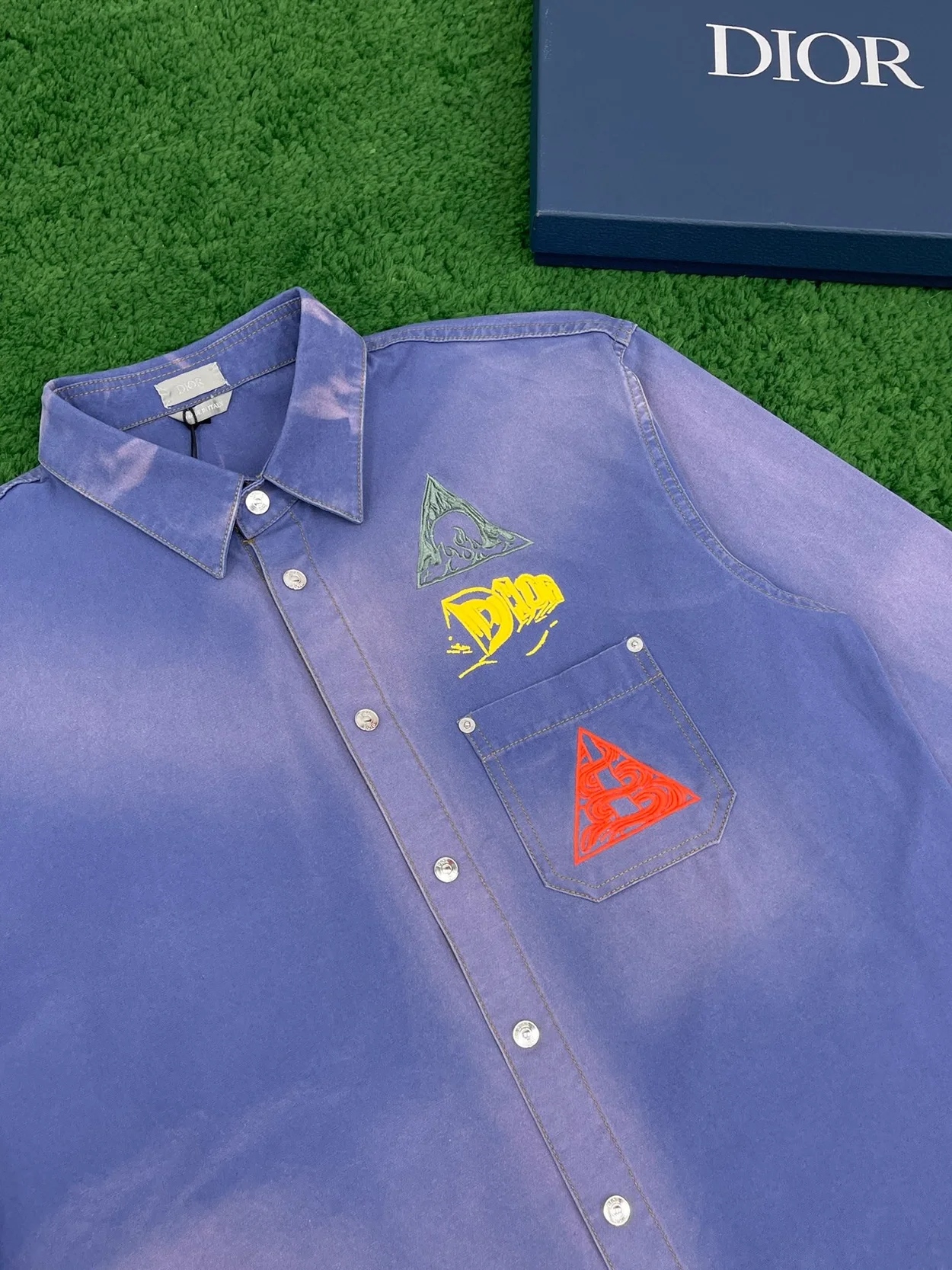 디올 블루 코튼 데님 셔츠