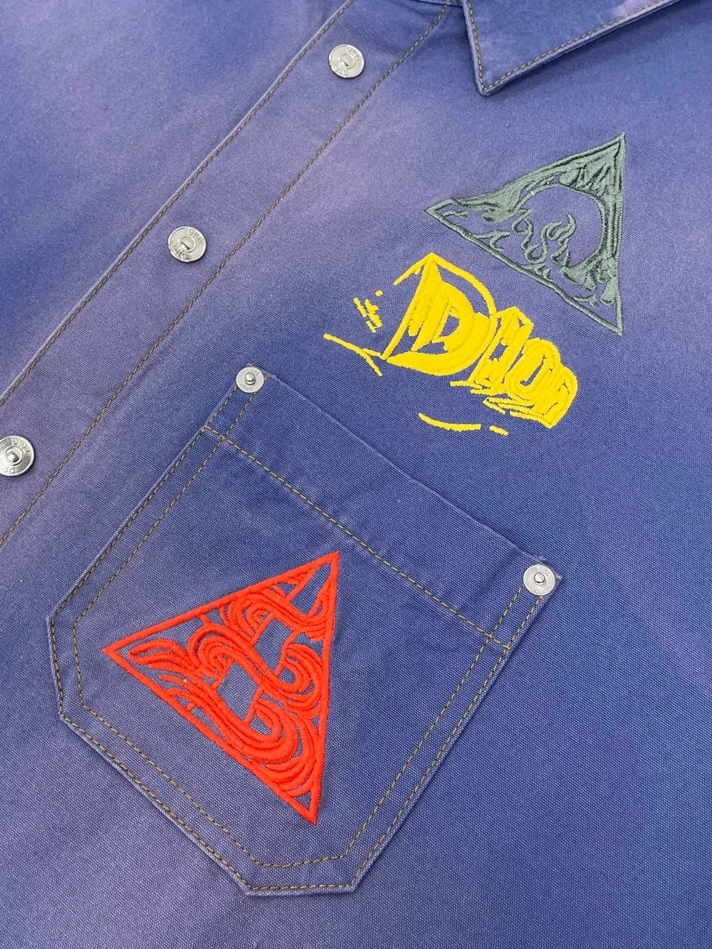 디올 블루 코튼 데님 셔츠