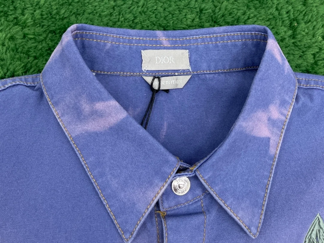 디올 블루 코튼 데님 셔츠