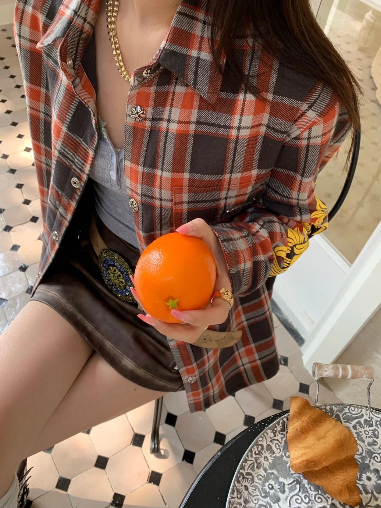 크롬하츠 스트릿 체크 셔츠