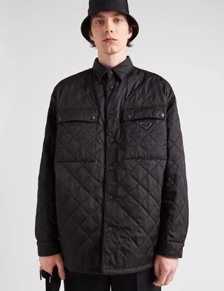 프라다 리나일론 패디드 셔츠 블랙