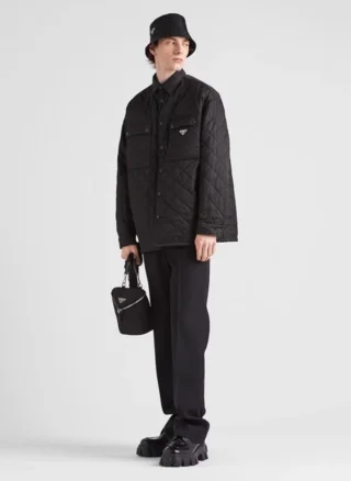 프라다 리나일론 패디드 셔츠 블랙