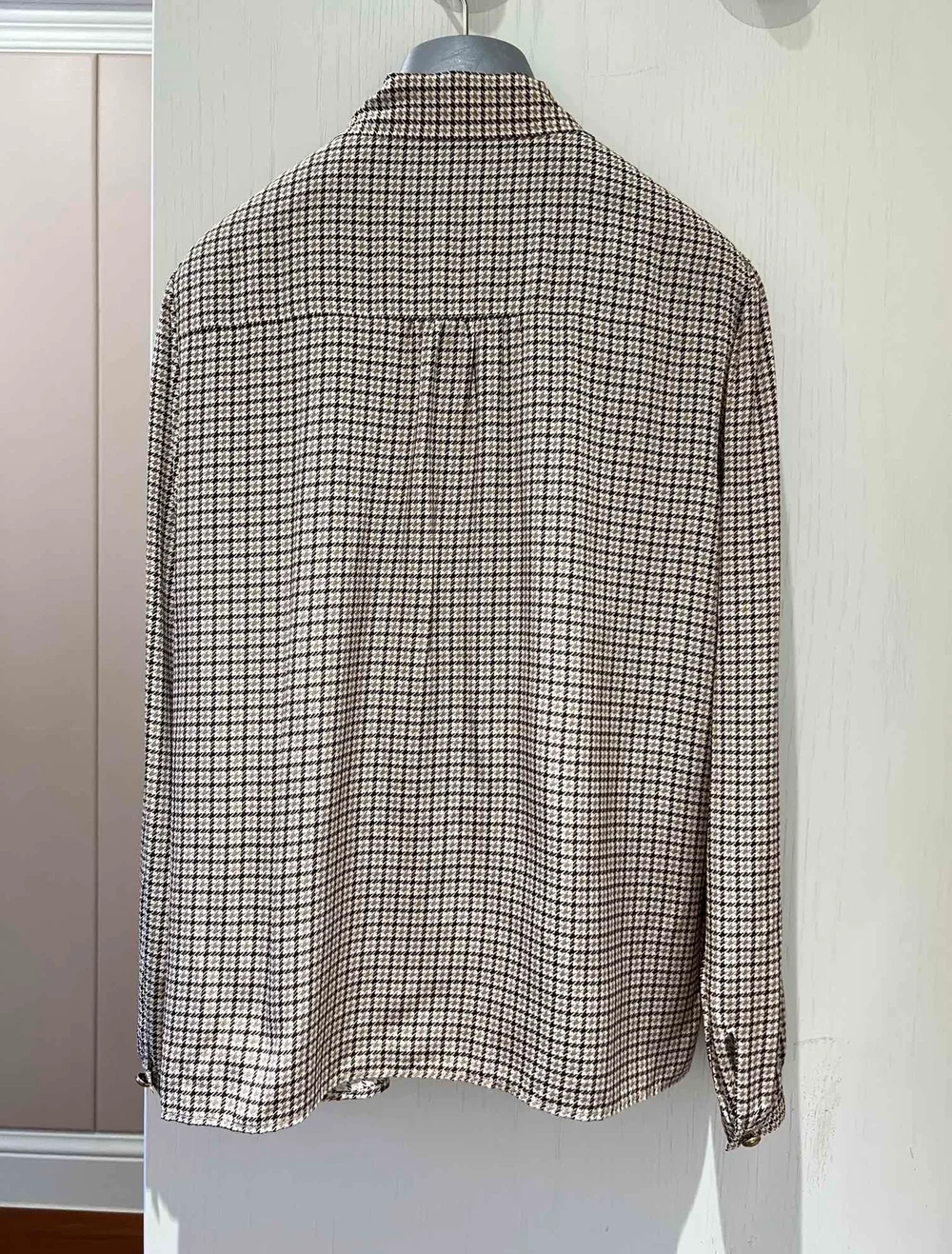 프라다 체크 프린트 실크 셔츠