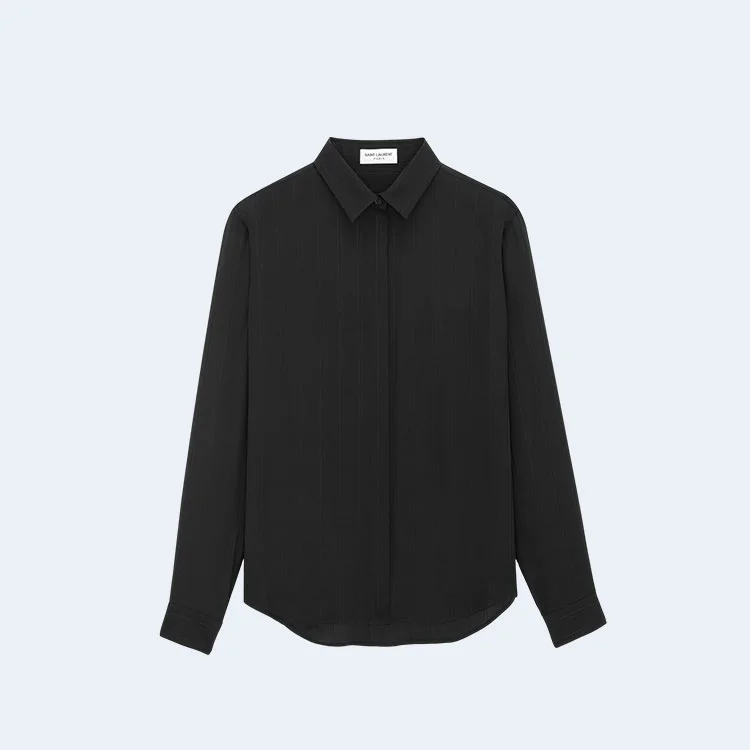 생로랑 카산드라 스트라이프 실크 셔츠