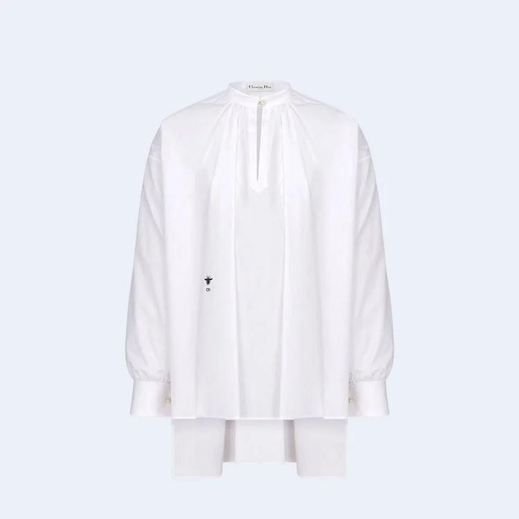 디올 화이트 코튼 포플린 블라우스