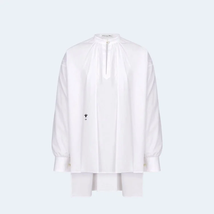 디올 화이트 코튼 포플린 블라우스