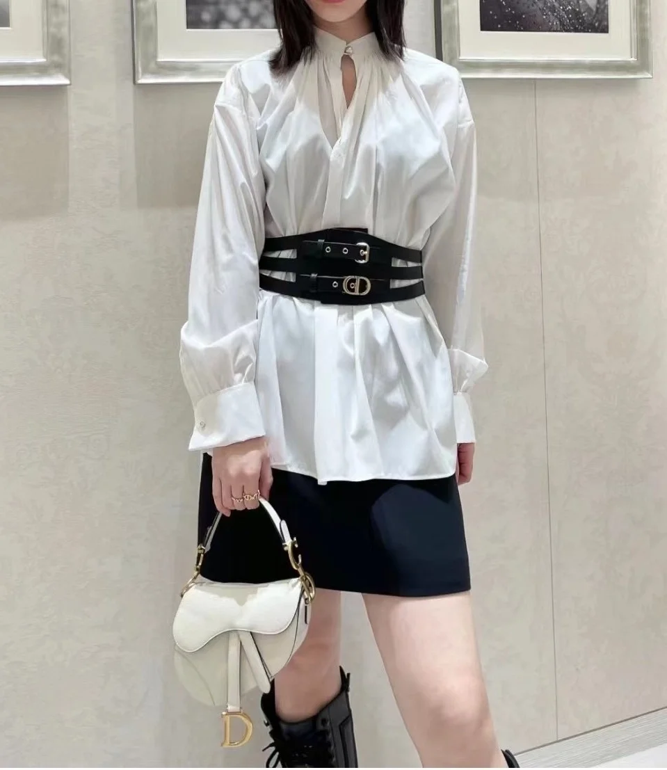 디올 화이트 코튼 포플린 블라우스