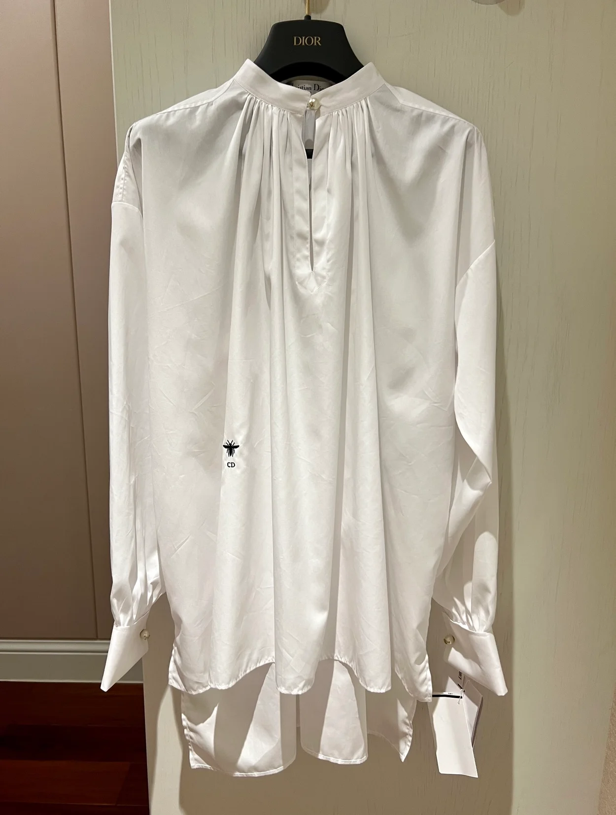 디올 화이트 코튼 포플린 블라우스