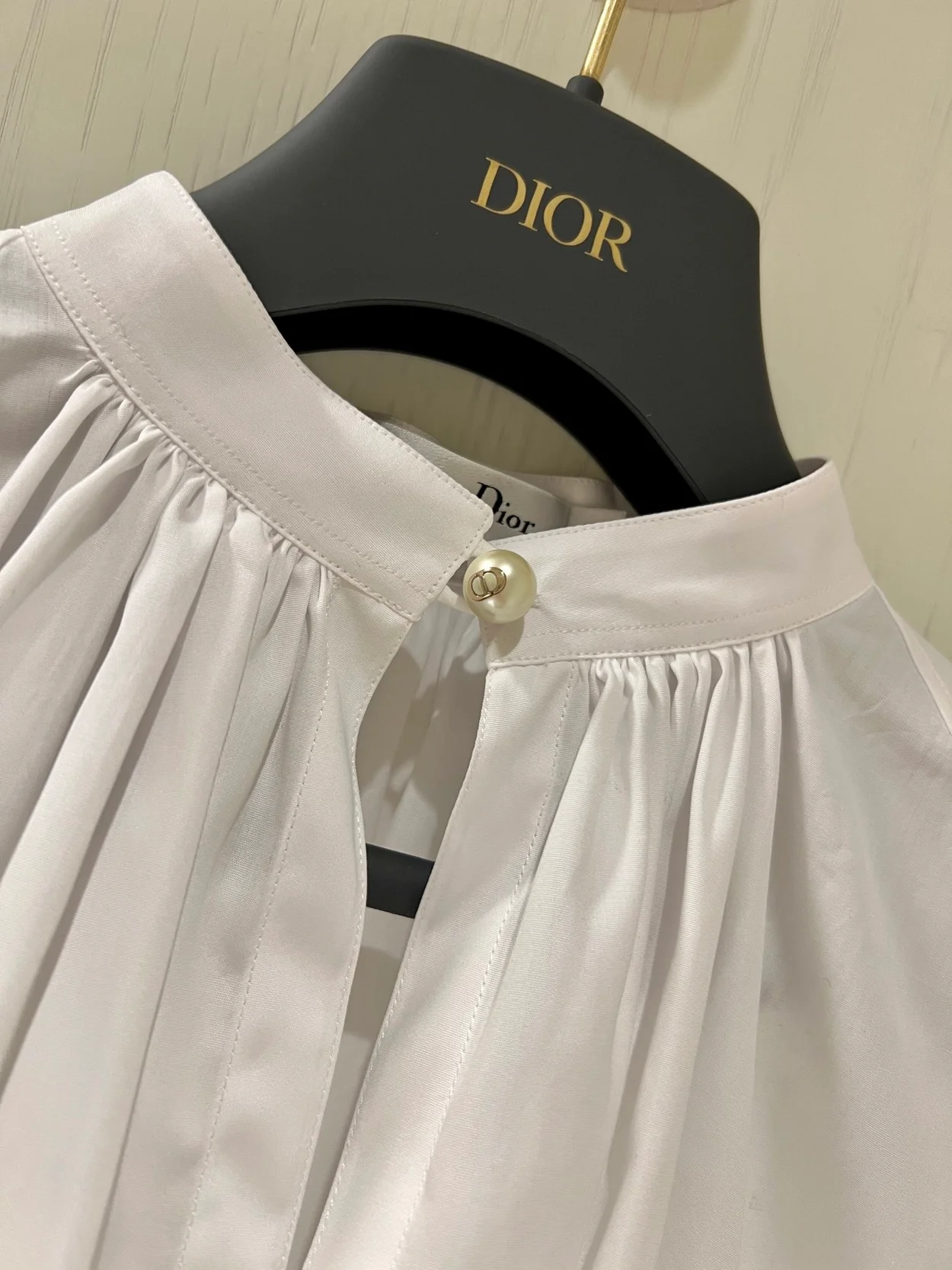 디올 화이트 코튼 포플린 블라우스