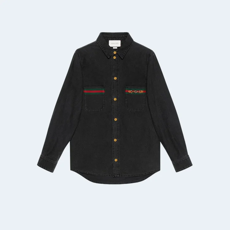구찌 홀스빗 웹 포켓 데님 셔츠