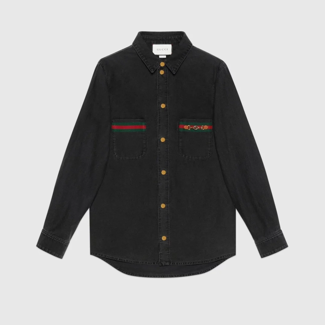 구찌 홀스빗 웹 포켓 데님 셔츠