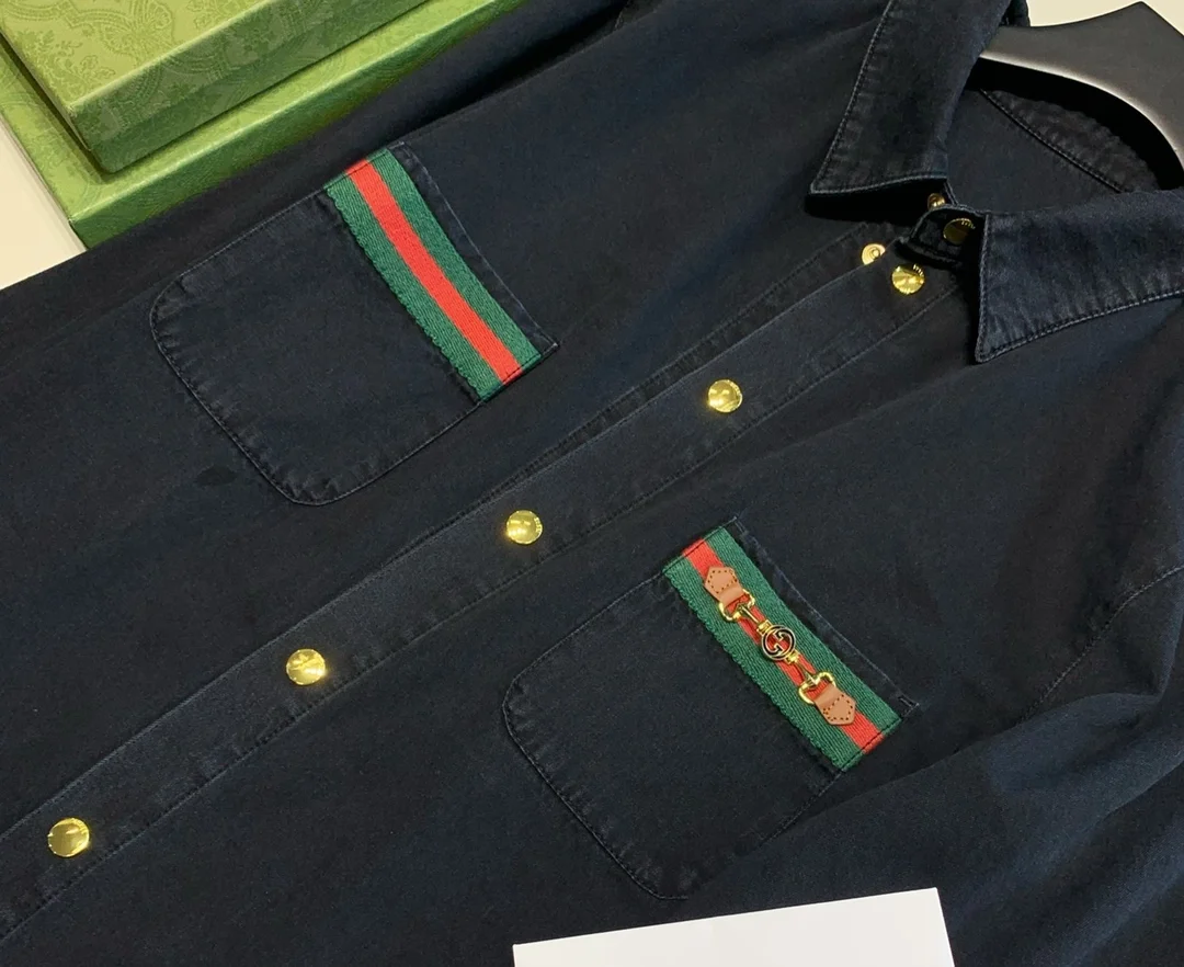 구찌 홀스빗 웹 포켓 데님 셔츠