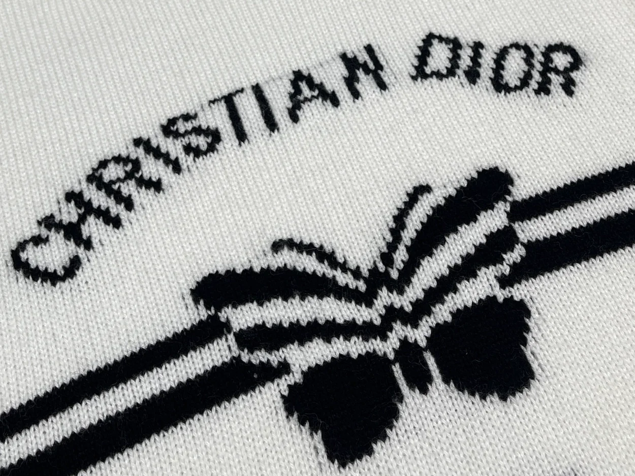 디올 로고 화이트 울 반팔 니트