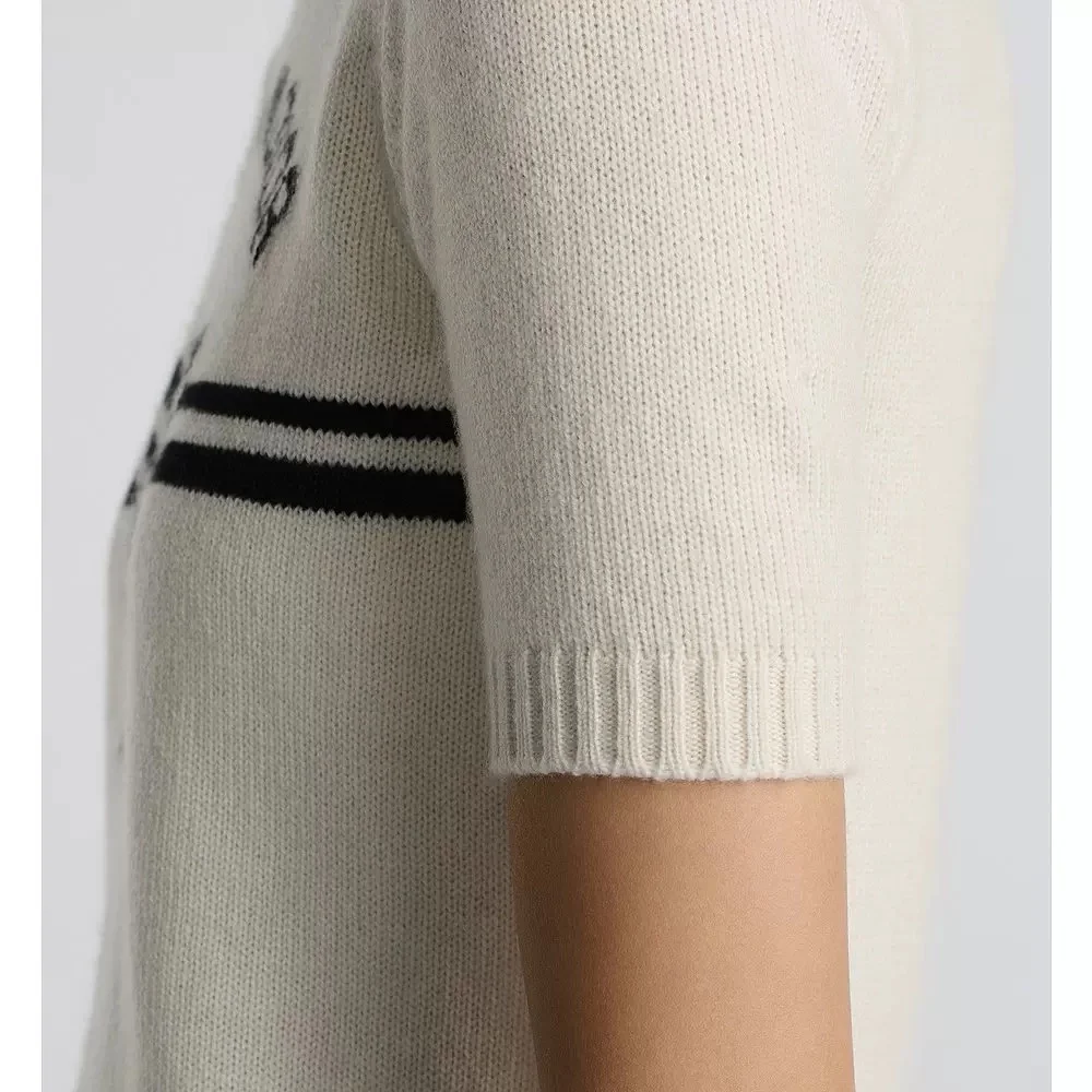 디올 로고 화이트 울 반팔 니트