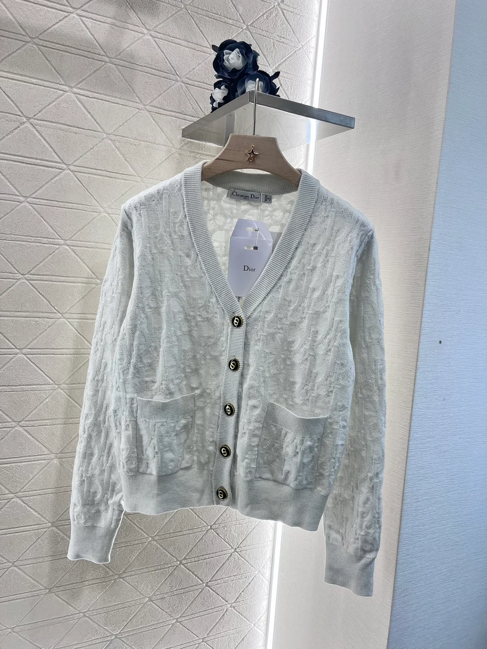 디올 오블리크 가디건 아이보리