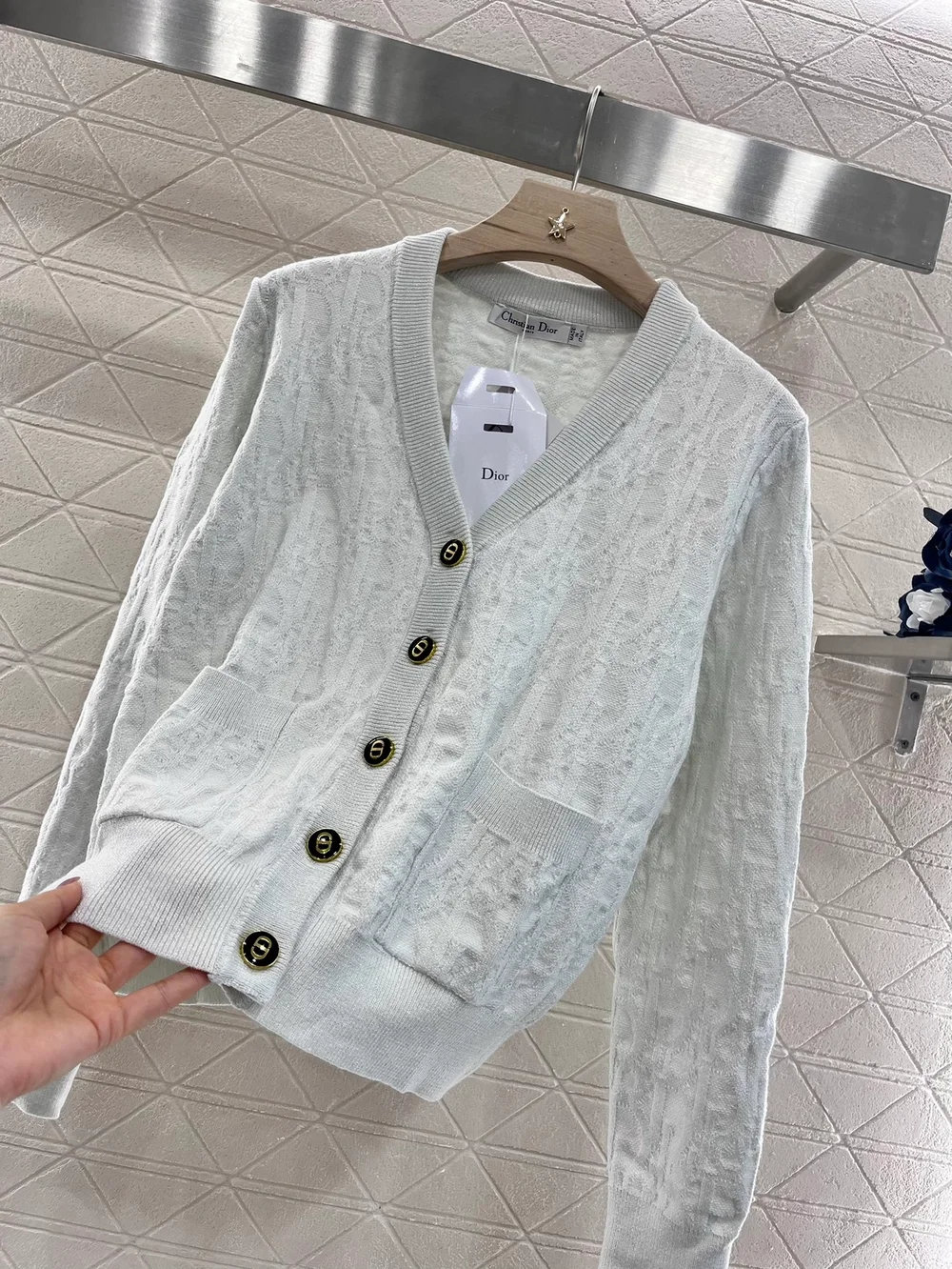 디올 오블리크 가디건 아이보리
