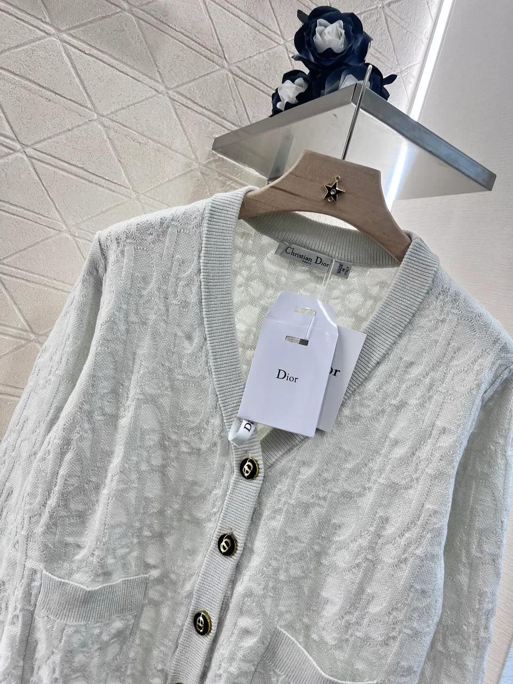 디올 오블리크 가디건 아이보리