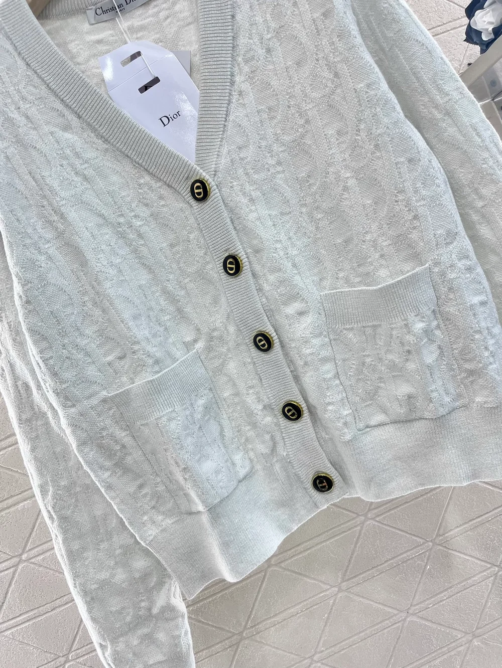 디올 오블리크 가디건 아이보리