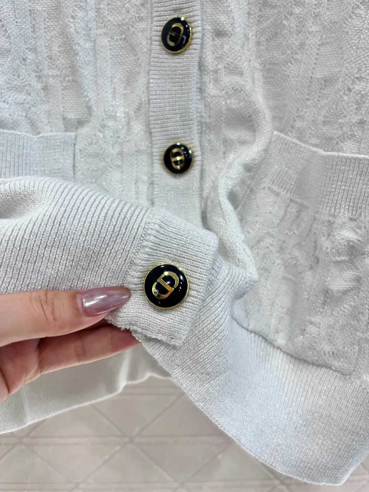 디올 오블리크 가디건 아이보리