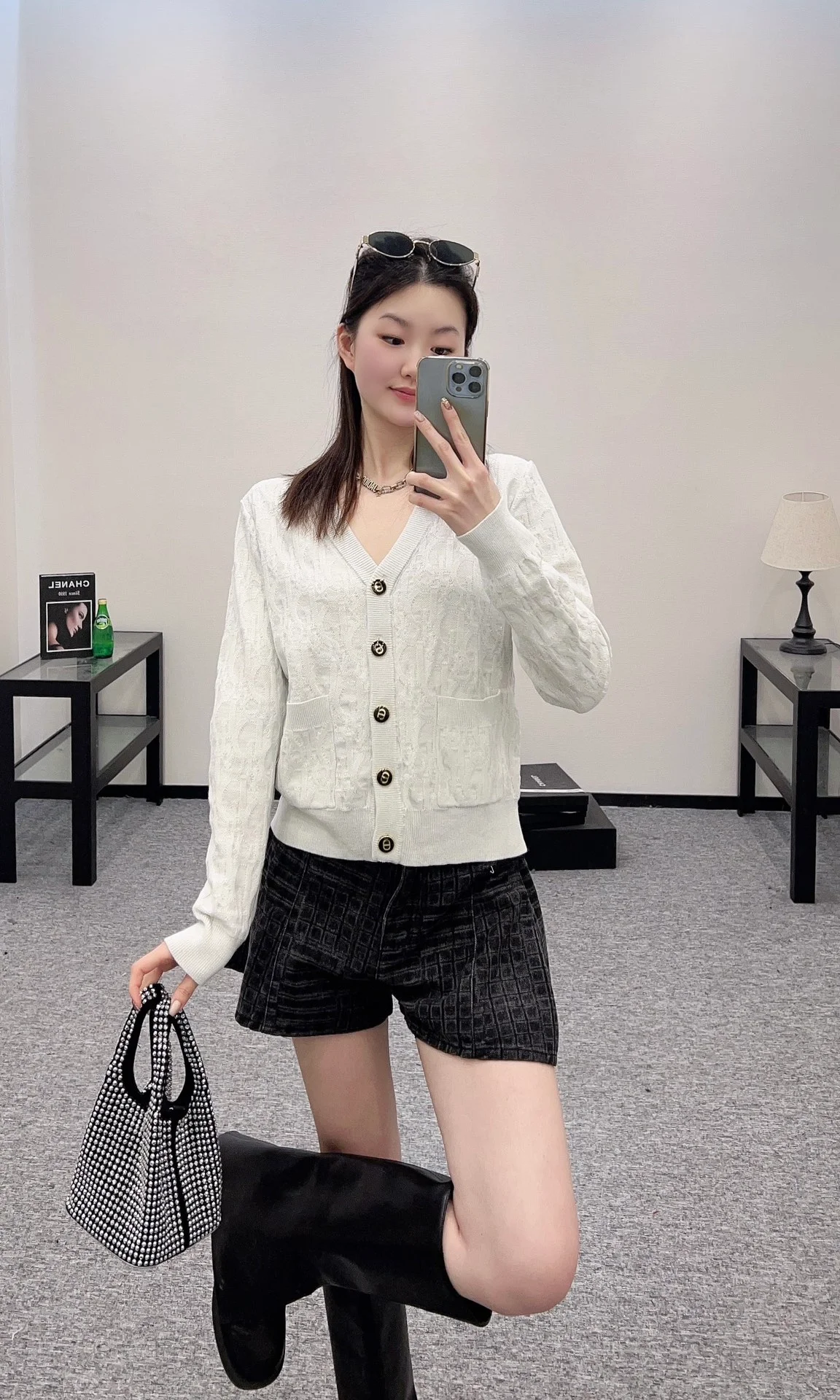 디올 오블리크 가디건 아이보리