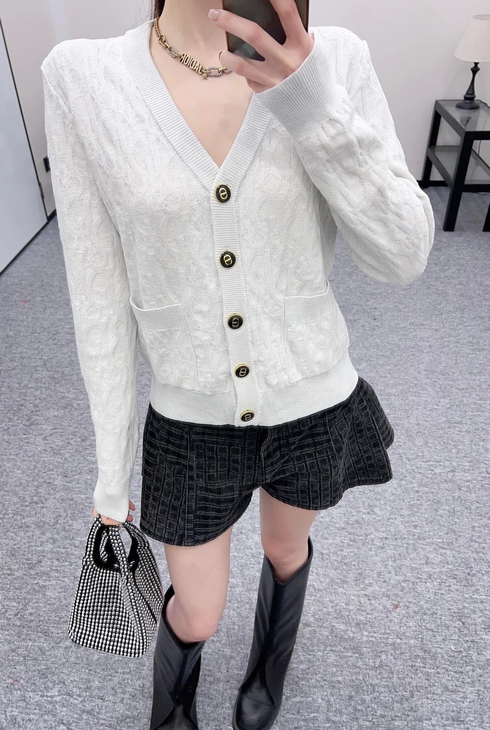 디올 오블리크 가디건 아이보리