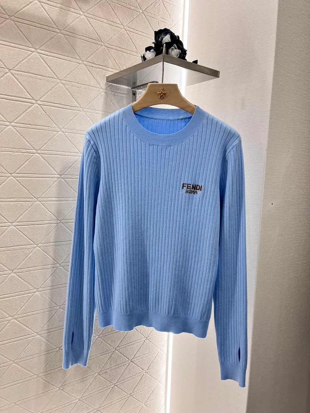 펜디 골지 니트 스카이