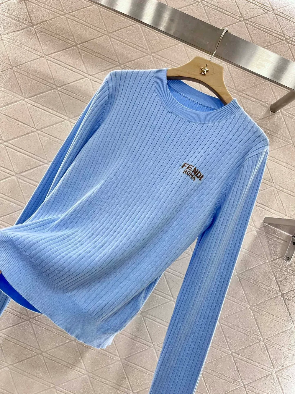 펜디 골지 니트 스카이