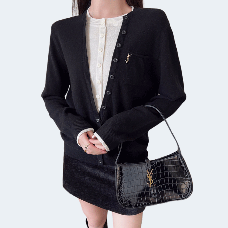 생로랑 오픈 투톤 가디건