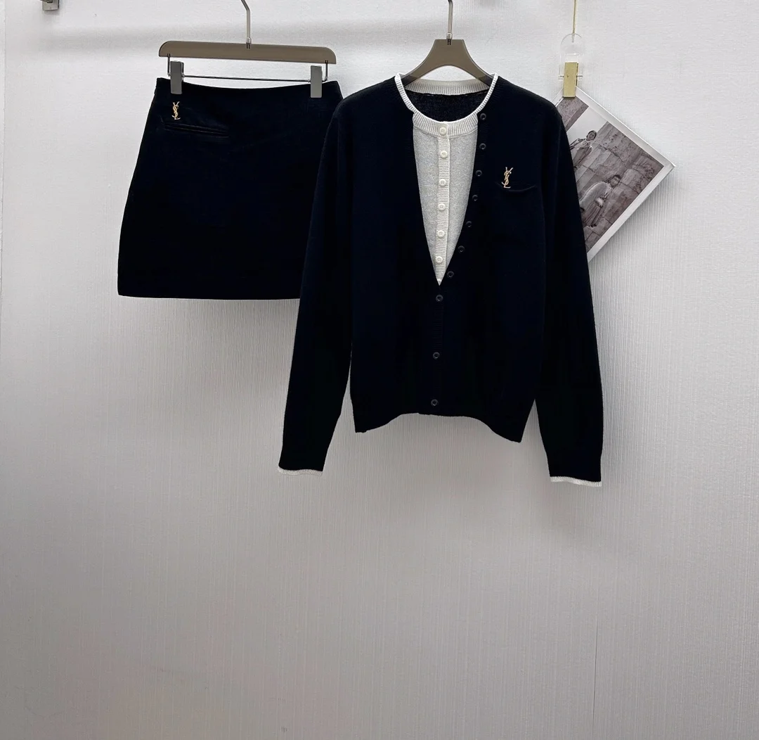 생로랑 오픈 투톤 가디건