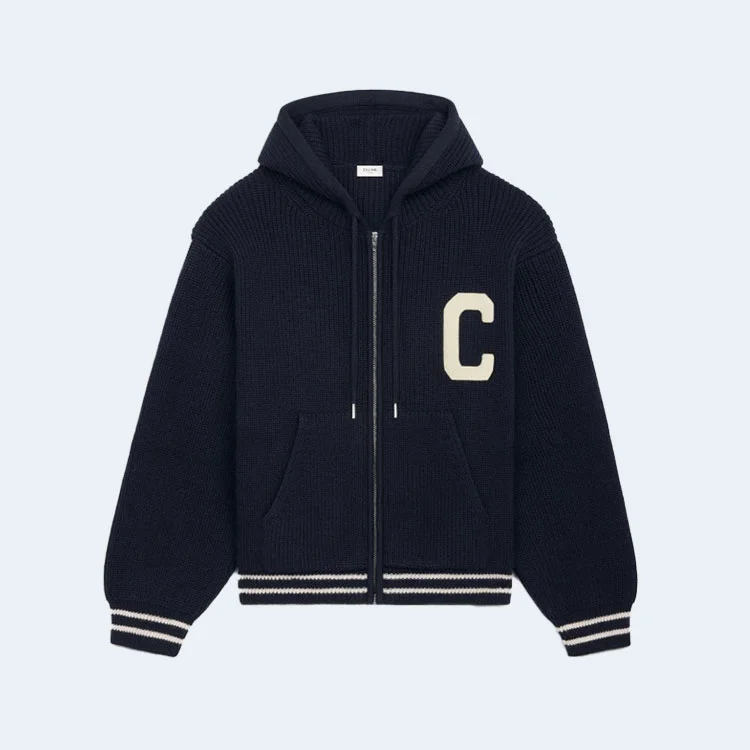 셀린느 컬리지 후드 울 스웨터 자켓