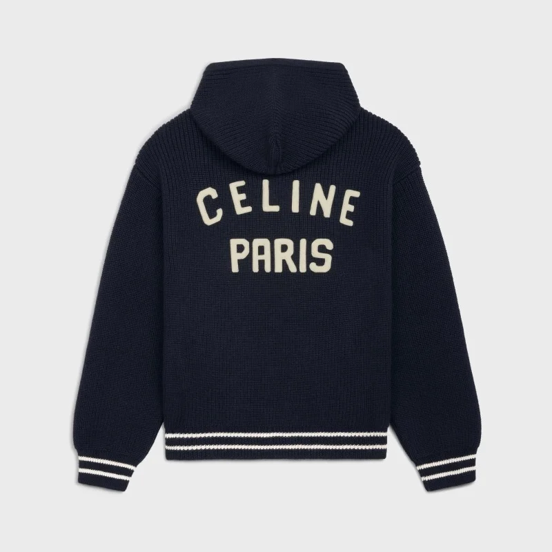 셀린느 컬리지 후드 울 스웨터 자켓