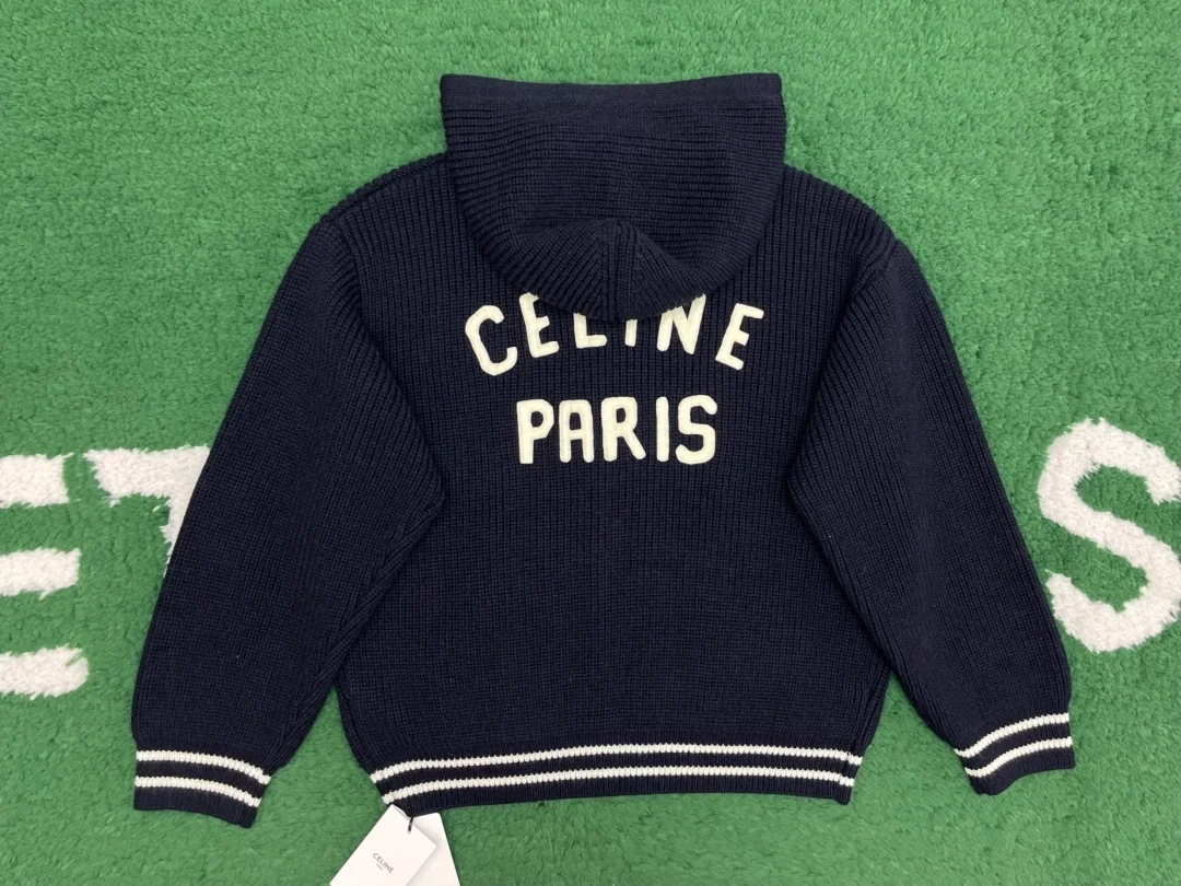 셀린느 컬리지 후드 울 스웨터 자켓