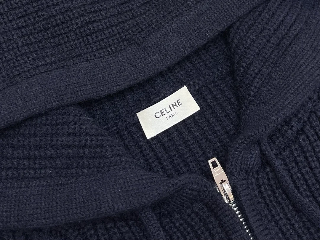 셀린느 컬리지 후드 울 스웨터 자켓