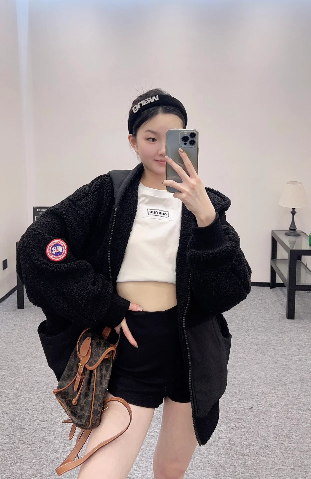 캐나다구스 오버사이즈 플리스 후디 블랙