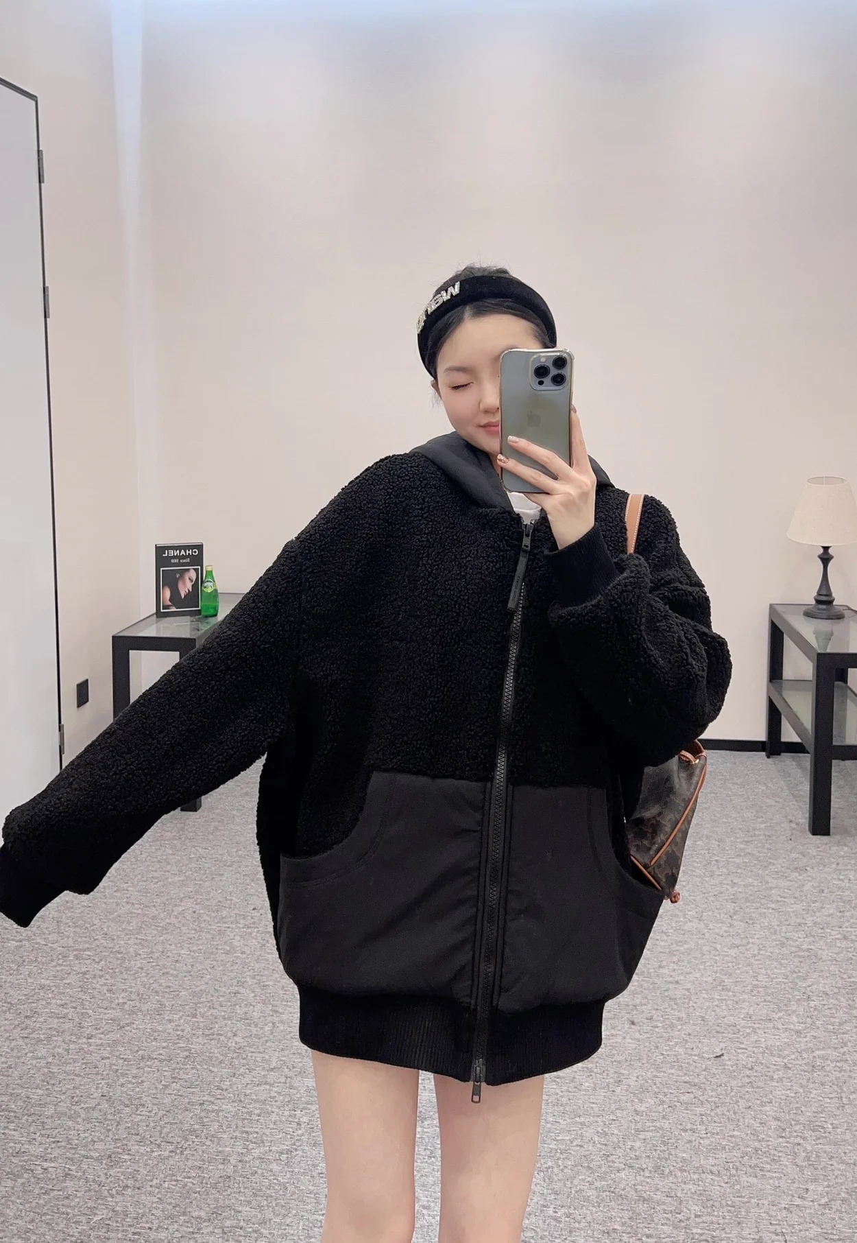 캐나다구스 오버사이즈 플리스 후디 블랙