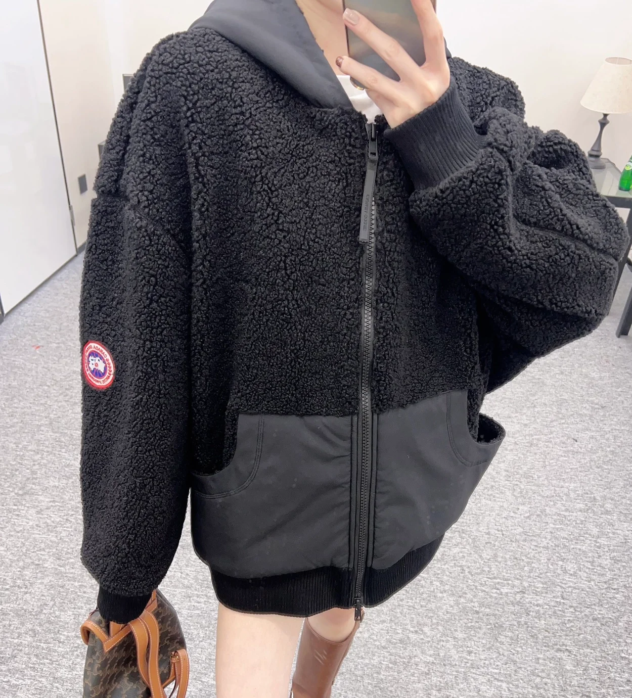 캐나다구스 오버사이즈 플리스 후디 블랙