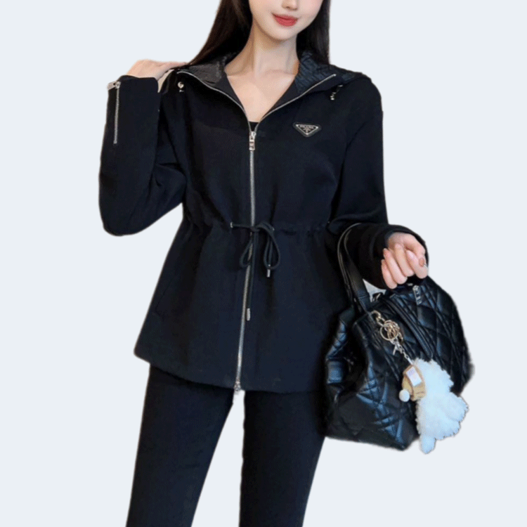 프라다 로고 후드 집업