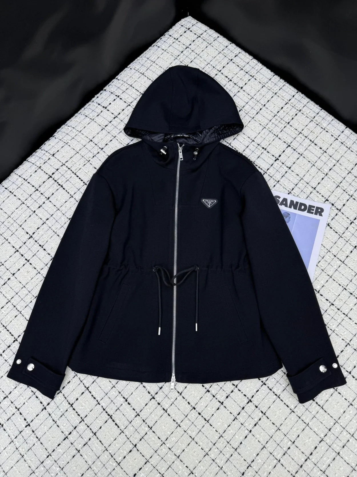 프라다 로고 후드 집업