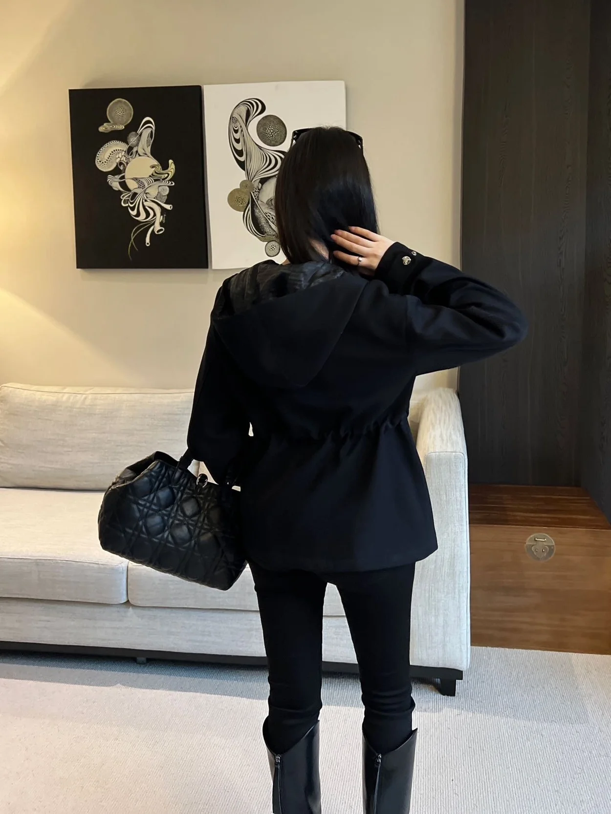 프라다 로고 후드 집업