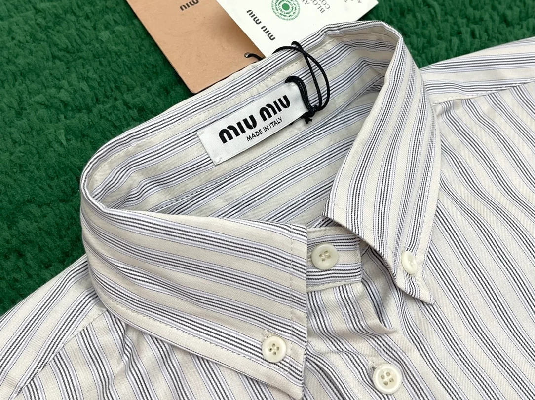 미우미우 스트라이프 코튼 셔츠